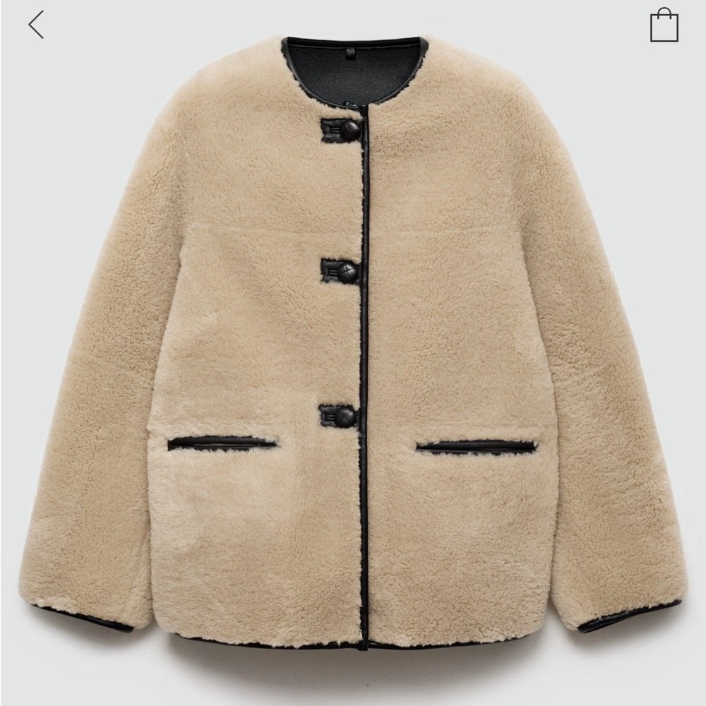 Mango Faux Fur Toggle Coat With Appliqués XS - Picture 3 of 5